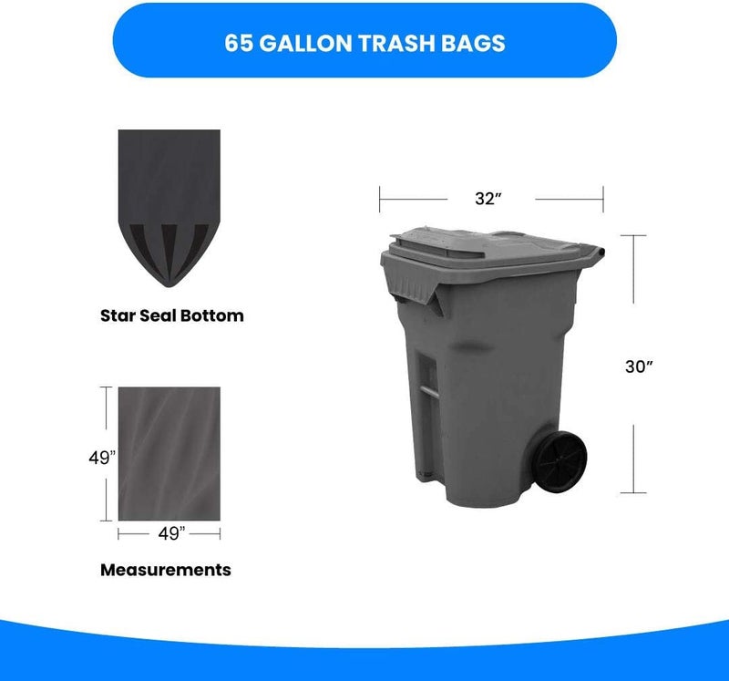 Reli. SuperValue 65 Gallon Trash Bags | 60 Count | Made in USA | Heavy Duty | Black Multi-Use Garbage Bags - Image 5